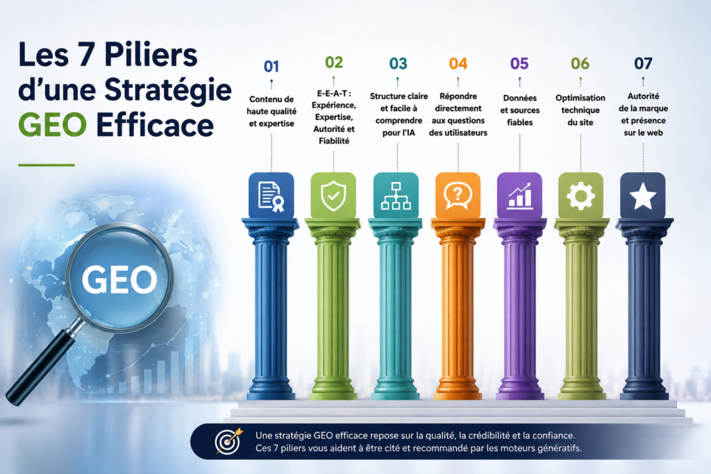 Les 7 piliers d'une stratégie GEO